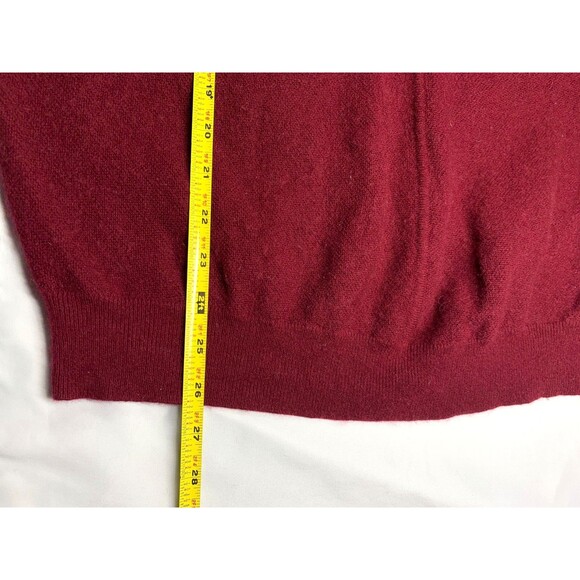 R LABEL V-Neck Sweater Wool Cashmere Burgundy Size L/XL Dolman Elbow Sleeve - Picture 7 of 9